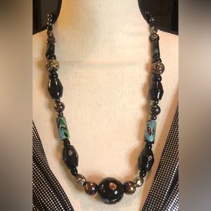 Vintage Millefiori graduating glass bead necklace